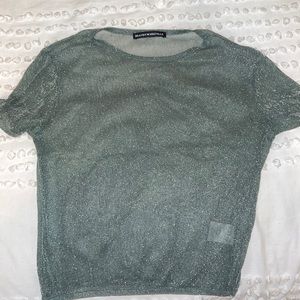Women’s Small Brandy Melville Green Sparkly Sheet Shirt